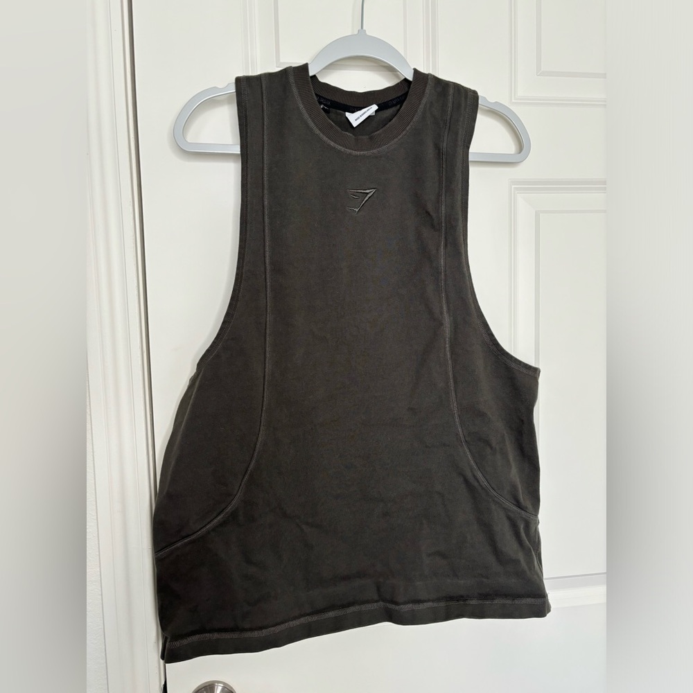 Gymshark Tank Top Men's Small Black Cotton Stretch Crew Neck Athletic Pullover